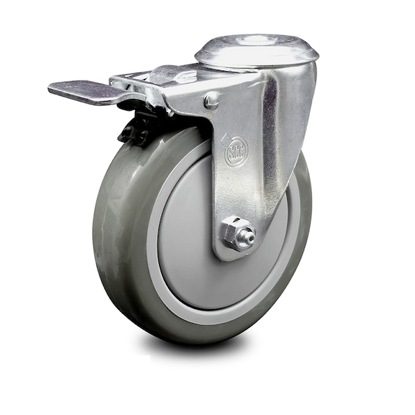 Service Caster 5 Inch Gray Polyurethane Wheel Bolt Hole Caster with Total Lock Brake SCC SCC-BHTTL20S514-PPUB - main